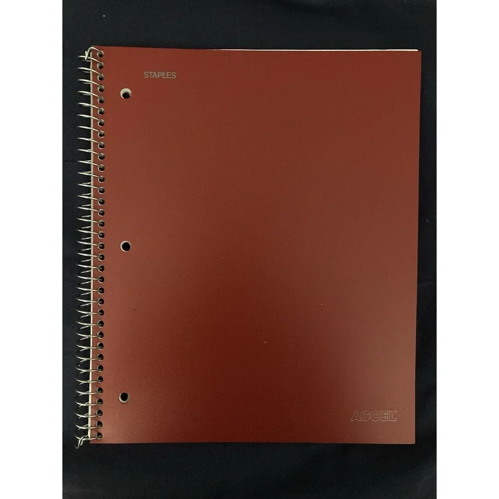 College Ruled Spiral Notebook With Pocket | Maroon Front Cover | 57 Sheets